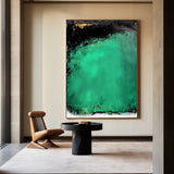 Wabi-sabi Green Wall Art Large Framed Green Painting Green Vertical Painting For Living Room