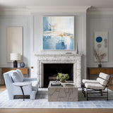 Blue And White Abstract Handmade Paintings Brush Stroke Minimalist Painting Abstract Art