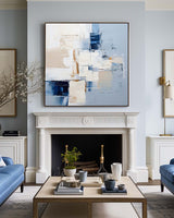 Large Blue And White Palette Knife Painting Minimalist Canvas Wall Art Handmade Paintings