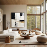 Modern Abstract Minimalist Wall Art Black and White Painting Textured Acrylic Painting For Sale