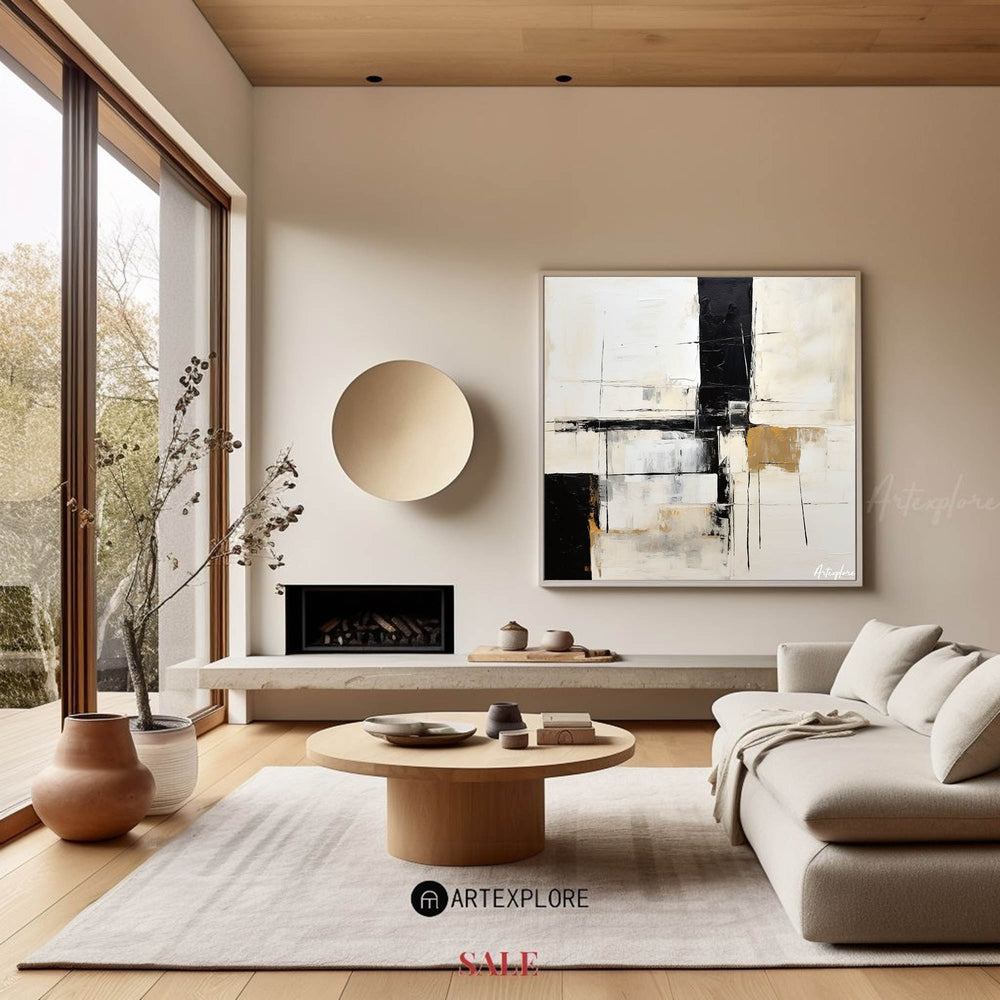 Original Black and White Abstract Canvas Painting Handmade Paintings Modern Abstract Wall Art