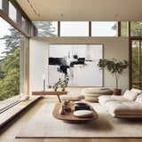 Large Black And White Abstract Art Minimalist Canvas Art Textured Horizontal Paintings