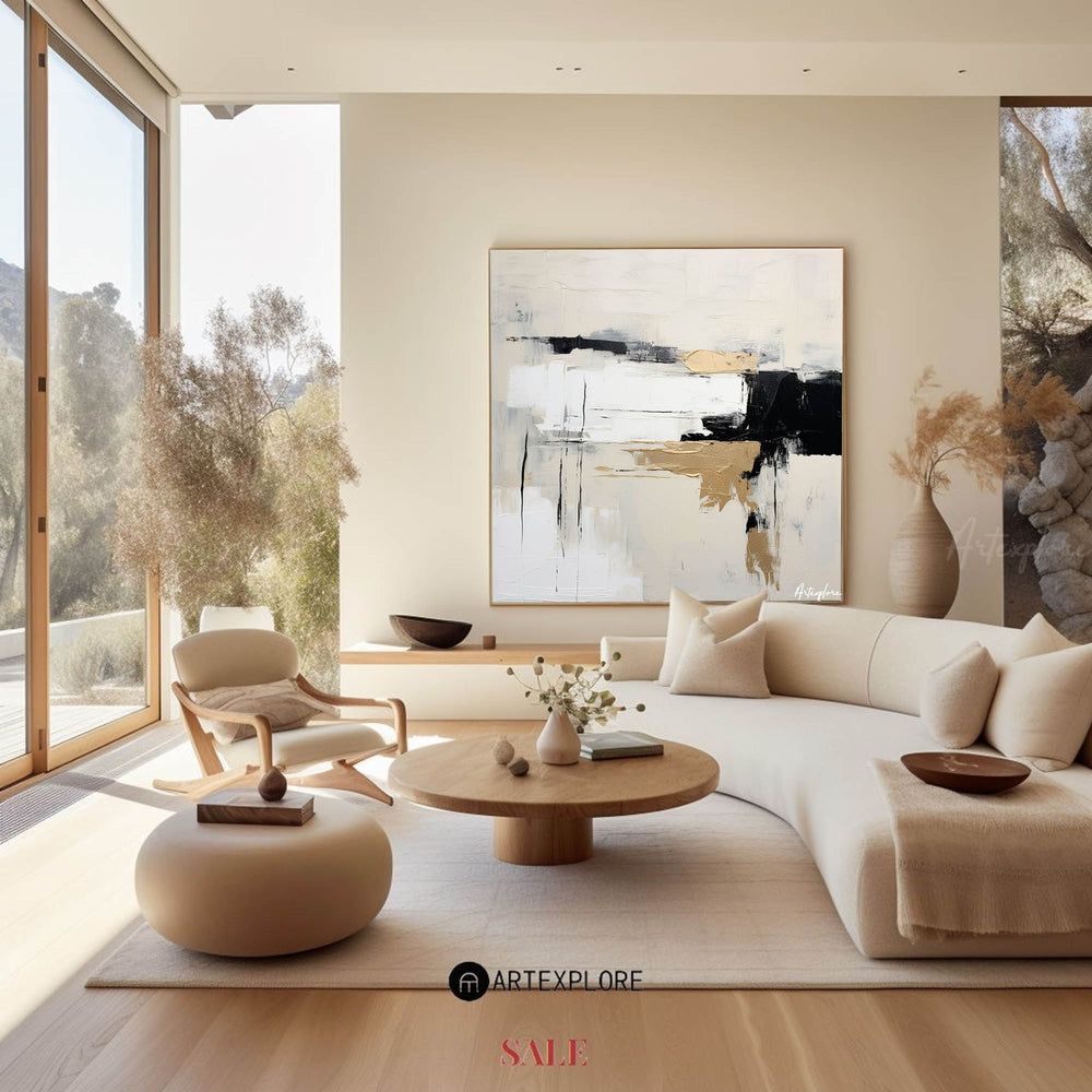 Large Black And White Minimalist Canvas Wall Art Modern Abstract Art For Sale| Artexplore