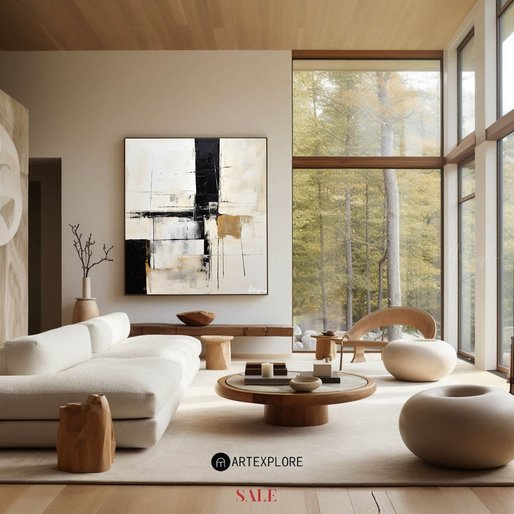 Original Black and White Abstract Canvas Painting Handmade Paintings Modern Abstract Wall Art