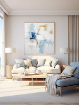 Modern Blue And White Painting Blue And White Palette Knife Painting Minimalist Acrylic Wall Art