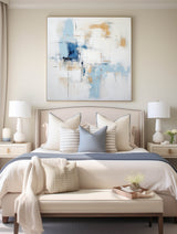 Modern Blue And White Painting Blue And White Palette Knife Painting Minimalist Acrylic Wall Art