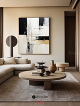 Modern Abstract Minimalist Wall Art Black and White Painting Textured Acrylic Painting For Sale