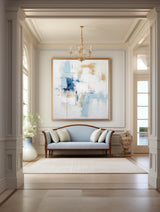 Modern Blue And White Painting Blue And White Palette Knife Painting Minimalist Acrylic Wall Art