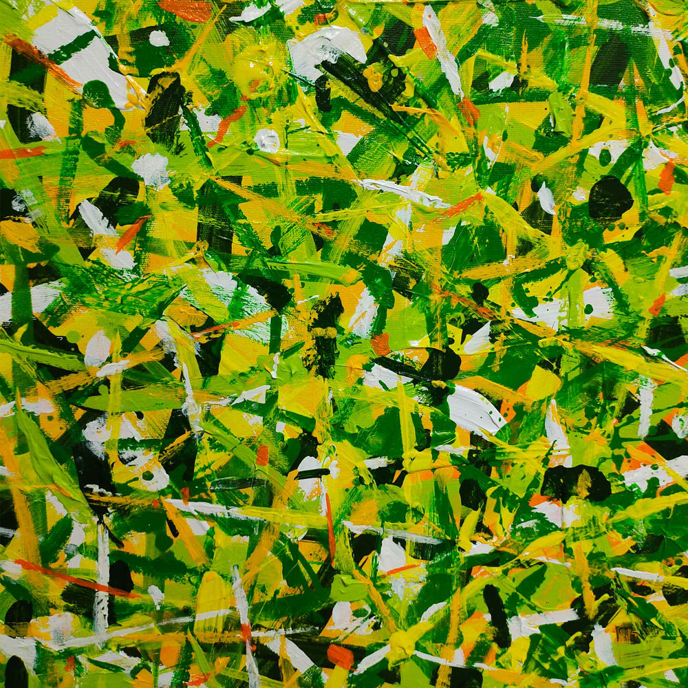 40'' X 40'' Modern Yellow Large Wall Art Abstract Square Paintings Artwork In Stock For Sale