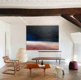 Modern Black And Red Abstract Art Minimalist Acrylic Painting Canvas Wall Art For Livingroom