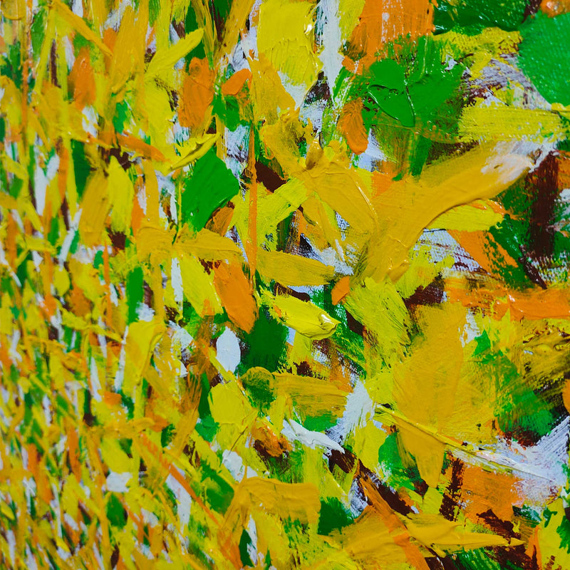 47'' X 47'' Modern Yellow Large Wall Art Abstract Square Paintings Artwork In Stock For Sale