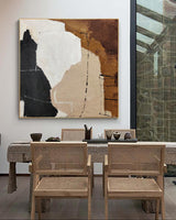 Black And Brown Minimalist Painting Oversized Painting Canvas Minimalist Painting For Livingroom