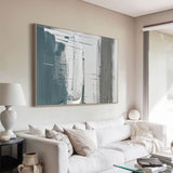 Large Abstract Painting Large Grey Abstract Painting White Texture Art Blue Minimalist Abstract Art