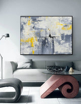 Orange And Grey Wall Art Large Modern Abstract Art Yellow Canvas Art