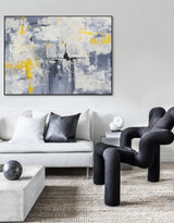 Orange And Grey Wall Art Large Modern Abstract Art Yellow Canvas Art