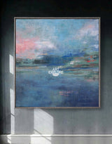 Abstract Beach Art Large Coastal Wall Art Canvas Blue Oversized Coastal Framed Art