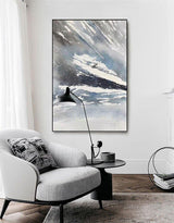 Abstract Landscape Painting Winter Acrylic Paintings Winter Scenery Painting White And Blue Art