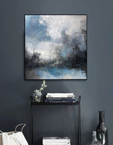 Beach Blue Paint Oversized Framed Coastal Wall Art Modern Coastal Artwork