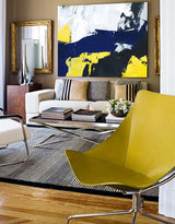 Modern Abstract Canvas Wall Art Yellow Blue Canvas Art Bedroom Canvas Art