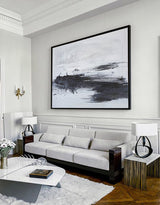 Minimalist Beach Painting Abstract Sea Wall Art Black And White Painting