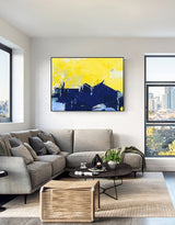 Original Orange And Blue Abstract Art For Living Room Modern Canvas Painting