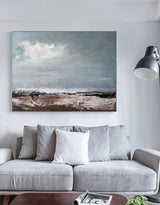 Modern Coastal Artwork Sea scape Wall Art Oversized Seaside Painting