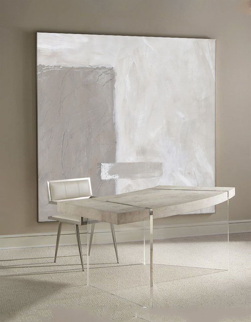 Beige Minimalist Abstract Painting Oversized Abstract Wall Art Minimal Acrylic Painting
