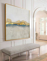 Beige White Gold Canvas Wall Art Large Contemporary Landscape Painting