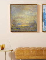 Yellow Abstract Painting Square Modern Canvas Art Extra Large Artwork