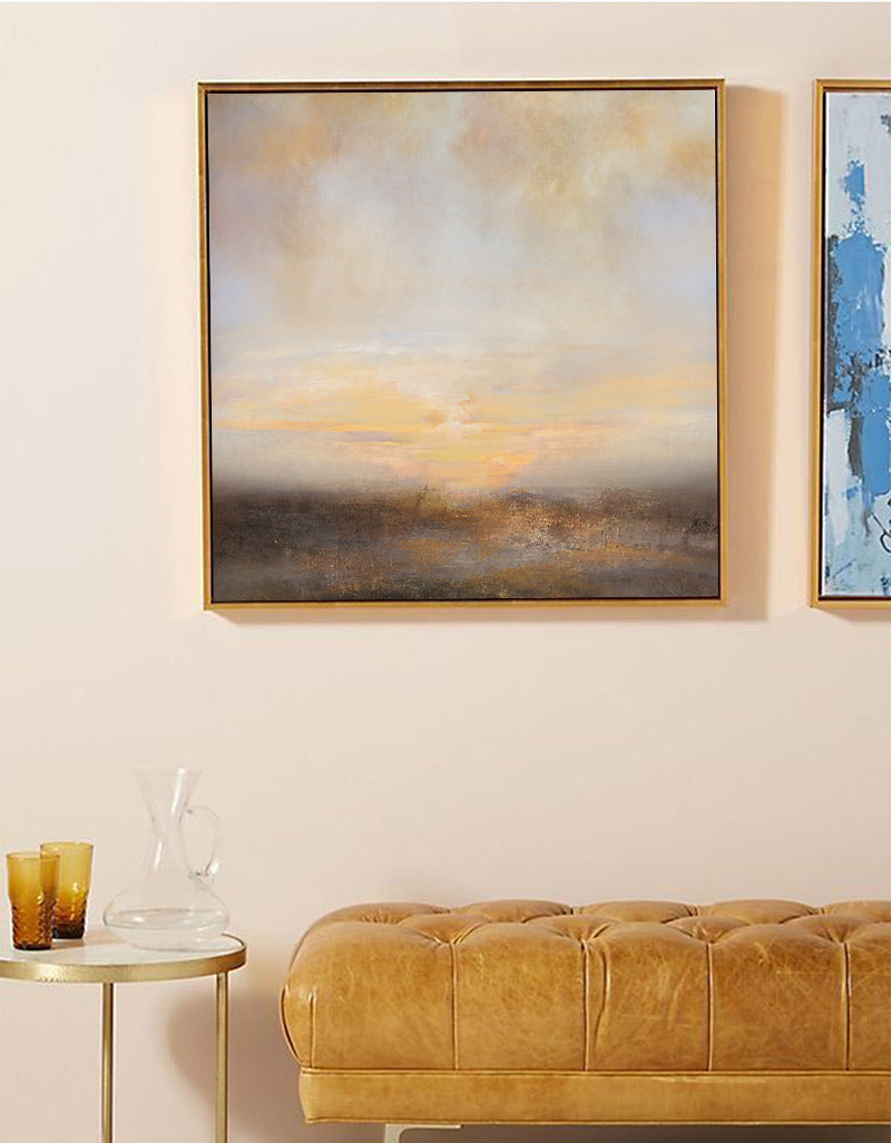 Abstract Landscape Art Square Sunset Canvas Art Modern Abstract Art