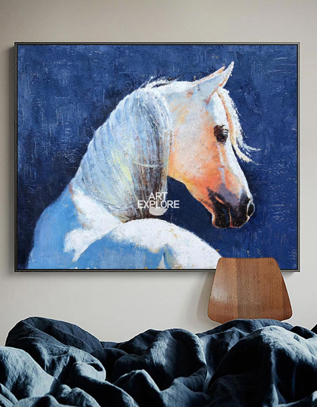 Famous Oil Paintings Of Horses White Horse Painting Framed Horse Wall Art