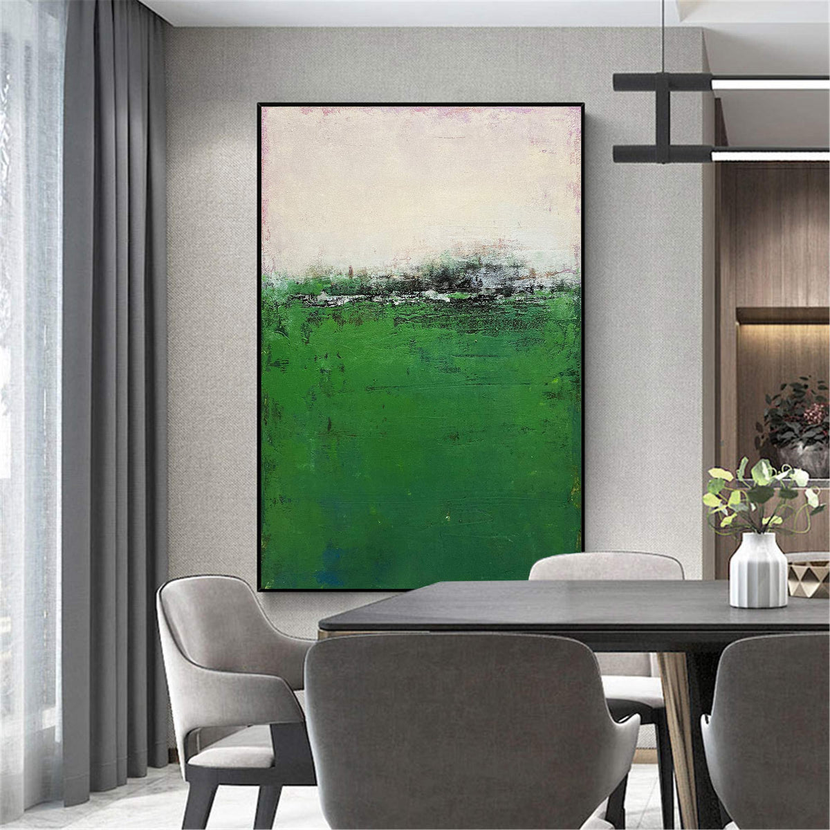 Green Modern Abstract Landscape Painting On Canvas Abstract Canvas Wall Art