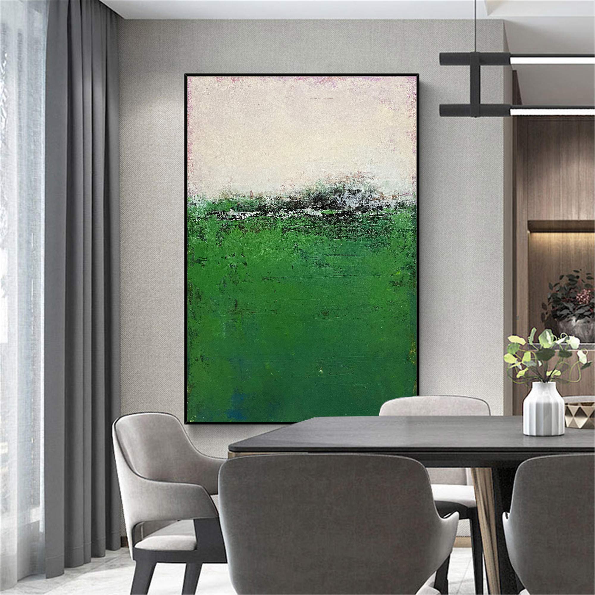Green Modern Abstract Landscape Painting On Canvas Abstract Canvas Wall Art