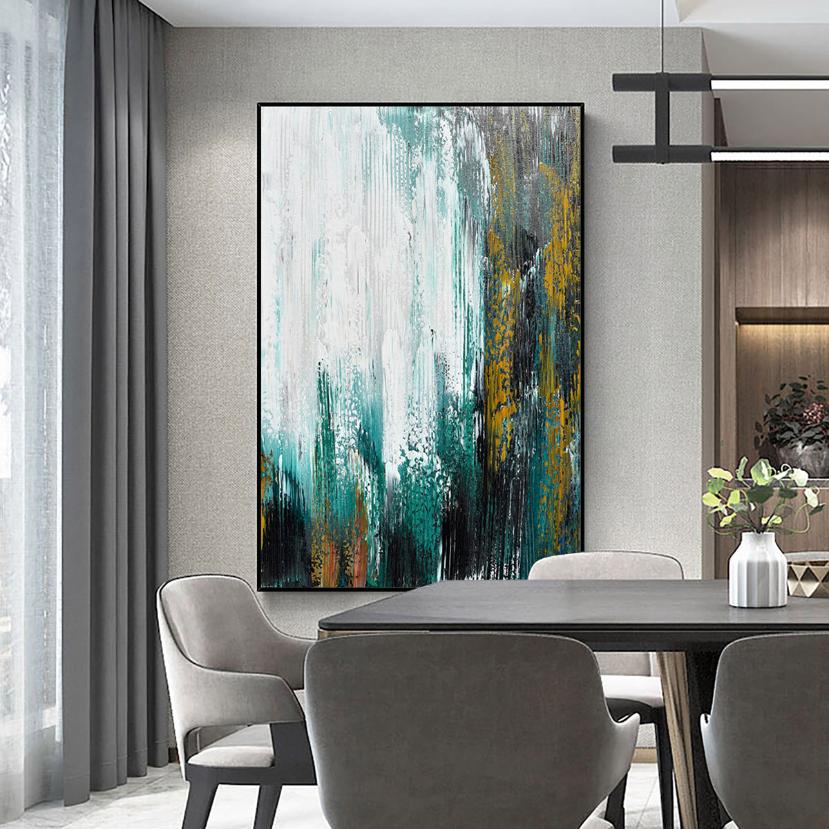 Abstract Green Canvas Painting Large Original Acrylic Abstract Canvas Art Modern Abstract Painting