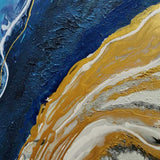 Gold And Blue Abstract Art Large Square Modern Canvas Art For Living Room