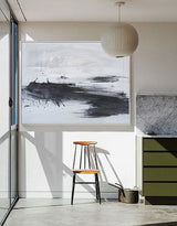 Minimalist Beach Painting Abstract Sea Wall Art Black And White Painting
