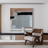 Large Grey Pink Abstract Painting, Oversized Abstract Art, Modern Abstract Art Canvas Wall Art