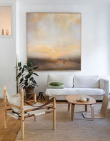 Abstract Landscape Art Square Sunset Canvas Art Modern Abstract Art