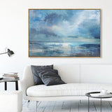 Blue Abstract Seascape Canvas Art Impressionist Acrylic Paintings Large Beach Canvas Wall Art