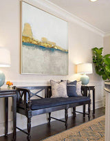 Square Gold Acrylic Painting Large Abstract landscape wall art