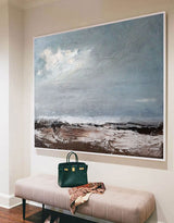 Modern Coastal Artwork Sea scape Wall Art Oversized Seaside Painting