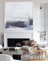 Contemporary Minimalist Art Blue And White Painting Abstract Canvas Art