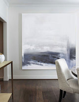 Contemporary Minimalist Art Blue And White Painting Abstract Canvas Art