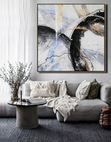 White Gold Abstract Art Large Modern Abstract Canvas Painting