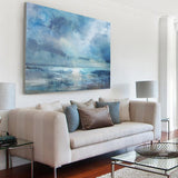 Abstract Beach Canvas Art Impressionist Seascape Paintings Large Beach Canvas Wall Art