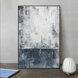 36 x 48 Vertical Blue White And Grey Wall Art Abstract Skyline Painting