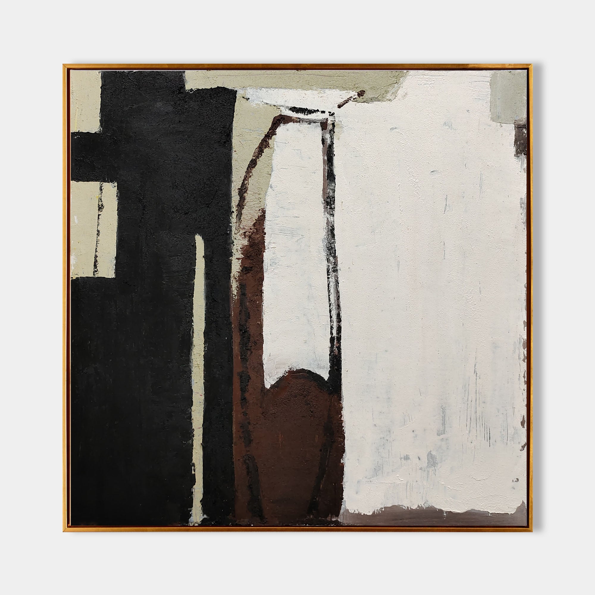 Black And Brown Minimalist Painting Oversized Painting Canvas Minimalist Painting For Home Decor