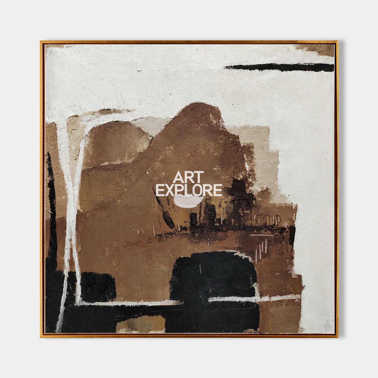 Black And Brown Minimalist Painting Oversized Painting Canvas Minimalist Painting For Home Decor