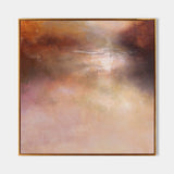 Modern Bright Orange Abstract Sunset Landscape Painting Square Acrylic Painting Of Nature Lake Landscape Painting