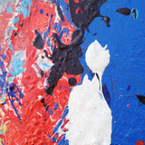 36 x 48 Vertical Multicolor Wall Painting Blue And Red Textured Abstract Art